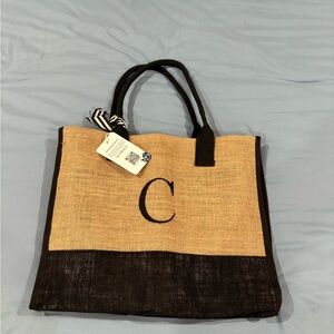 NWT Chic Black and Tan Monogram Tote Bag